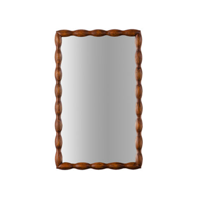 Mid-Century Modern Mirror With Solid Wood Frame,Wall-Mounted High-Definition Non-Deformable Bedroom Mirror, Living Room Mirror