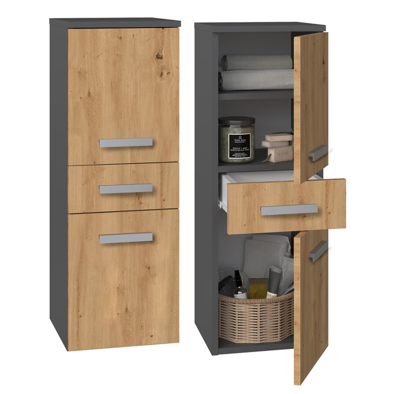 Dashaan Laminate Bathroom Cabinet, Black/Brown