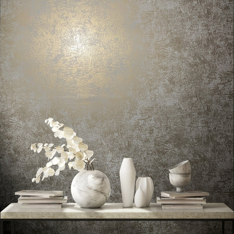 Ninti Industrial Effects Metallic Plain Texture Wallpaper Roll 10.05m x 53cm
