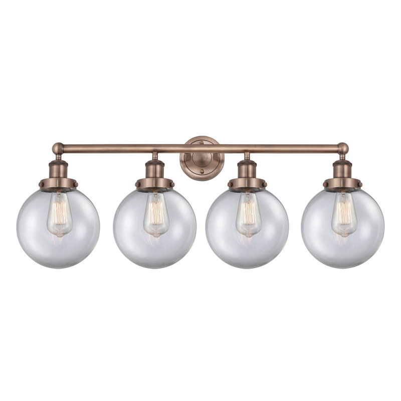 Alphonsa 4 - Light Dimmable Vanity Light, Clear, Antique Copper