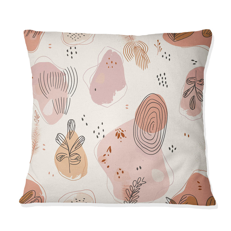 Coussin rose Boho Circles III - Boho, H 16 po x l 16 po