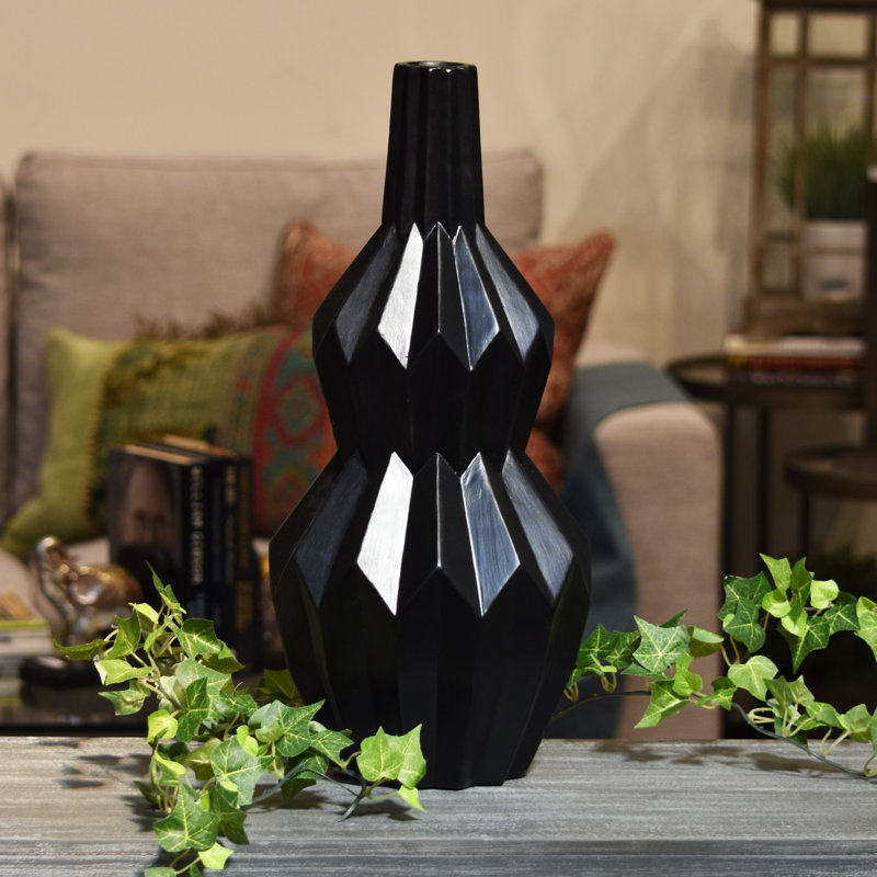 Gullion Ceramic Table Vase, 18.25" H x 8.25" W x 8.25" D, Black