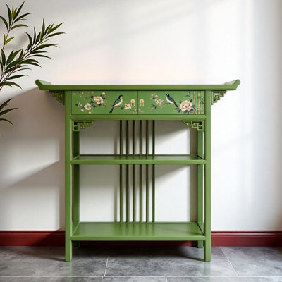 Console de hall d'entrée en bois massif de style chinois