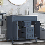 Deshonte Bathroom Vanity with Top Sink Modern Bathroom Storage Cabinet with 2 Doors and 2 Drawers