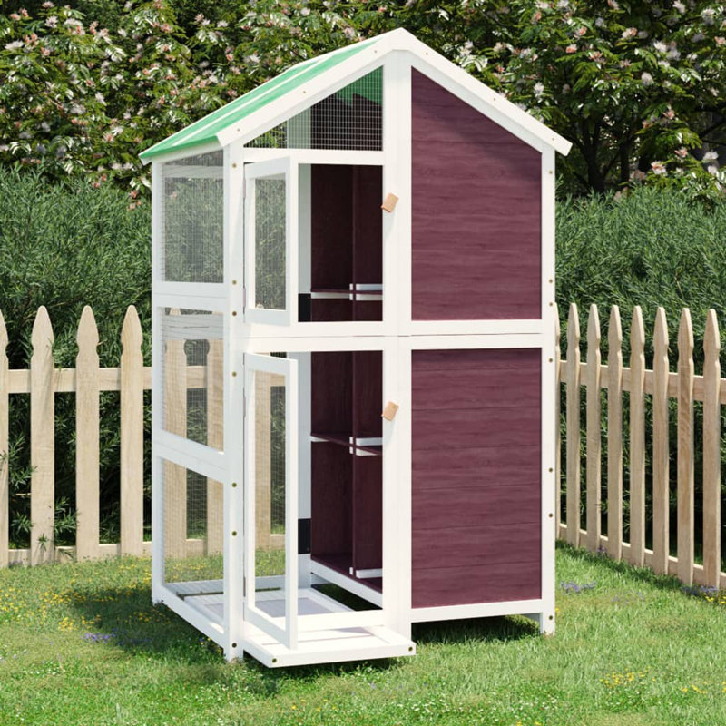 Aztlan Free Standing Birdhouse, Mocha/White