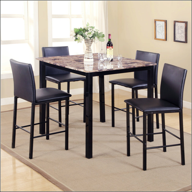 Chaises de salle à manger à hauteur de comptoir en métal avec structure en métal noir