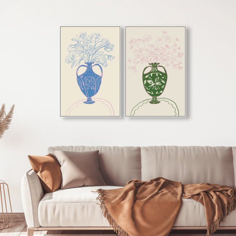 Flower Sutdio Set Set by Oliver Gal, 46" H x 31" W, White Floater Frame