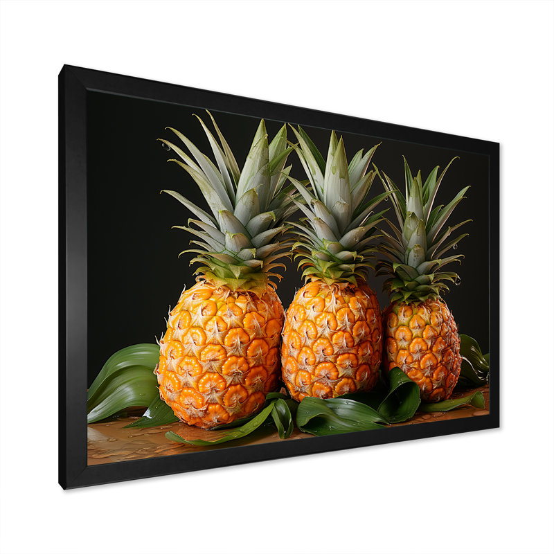 Doux ananas juteux délice, H 24 po x l 32 po x P 1 po, Cadre photo noir simple