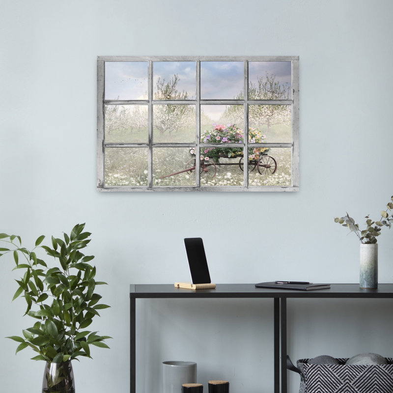 Fleurs de printemps colorées, art contemporain abstrait au printemps, H 16 po x l 24 po