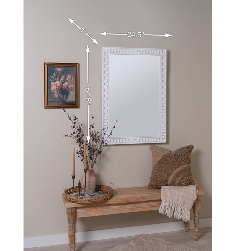 Greek Key Wall Mirror by Erin Gates, White