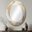 Gold And White Soft Wave Vortex III - Abstract Oval Decorative Mirror On Metal-1093456240
