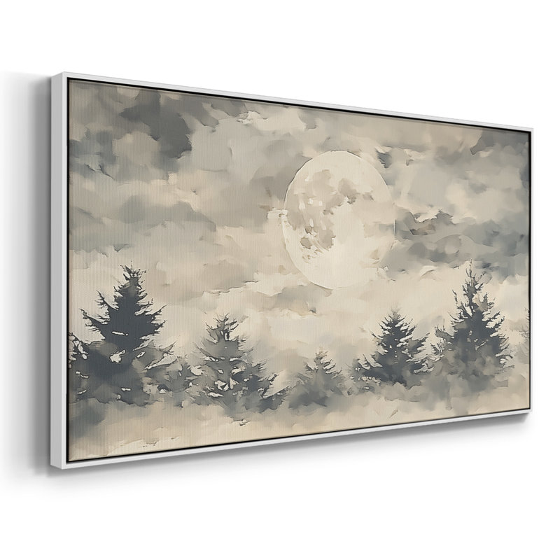 Série paysage - XCIV - Toile tendue avec châssis encadré - Prêt à être accroché, H 21 po x l 41 po, Blanc
