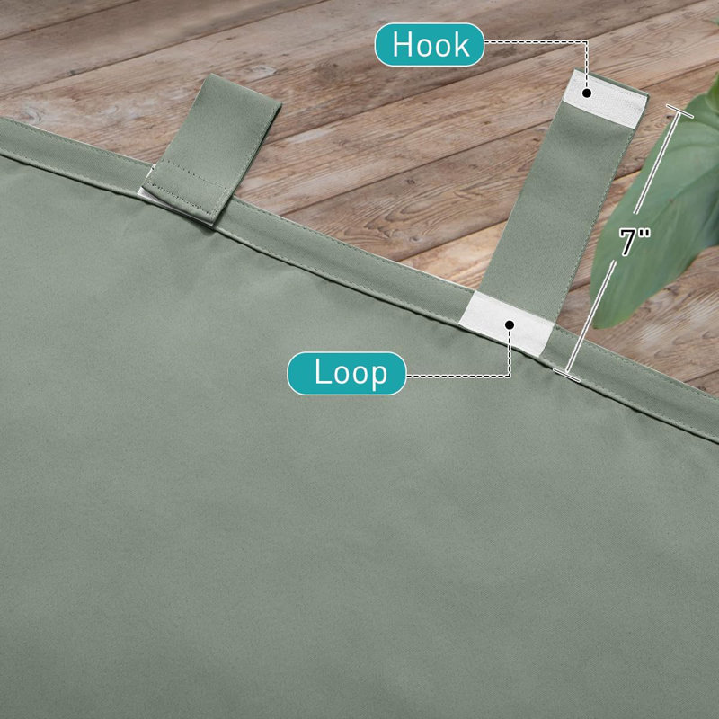 2 Panels Outdoor Curtains for Patio Waterproof, Thermal Insulated Detachable Sticky Tab Top Room Darkening Great Vertical Drape Outdoor Divider for Pergola