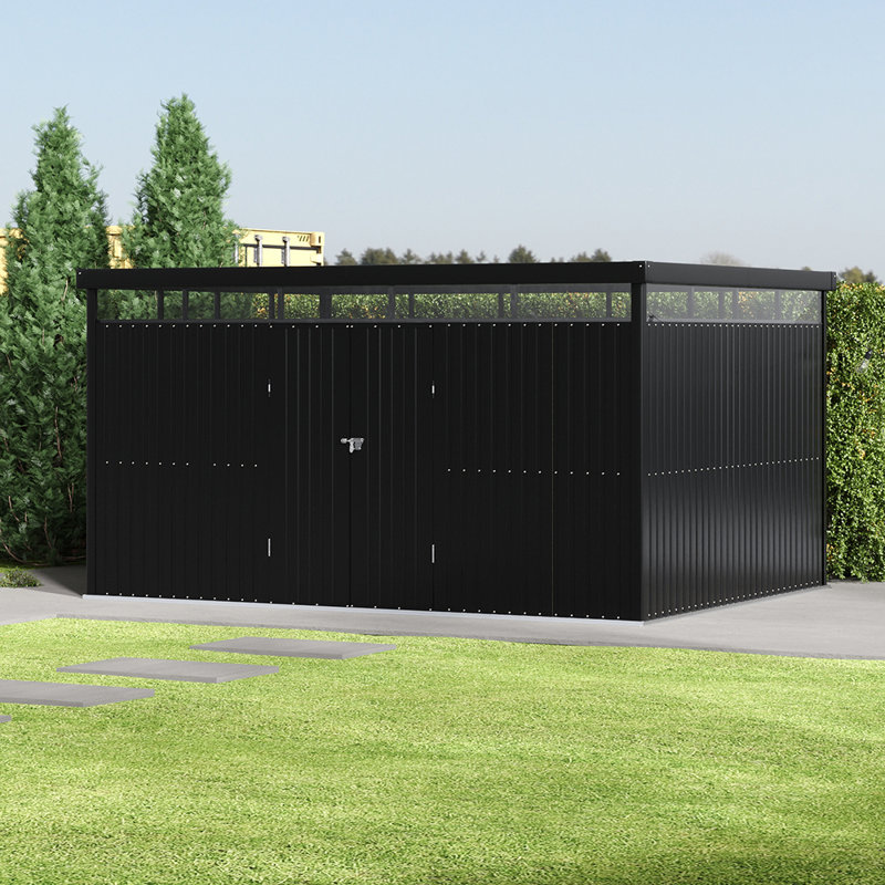 Charcoal Black Flat Roof Tool Shed