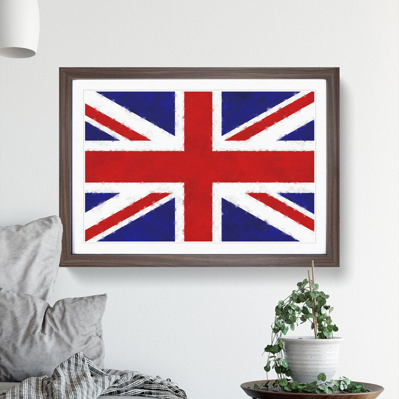 Union Jack British Flag Vol.1 - Picture Frame Painting, Walnut Framed, 27cm H x 36cm W x 2cm D