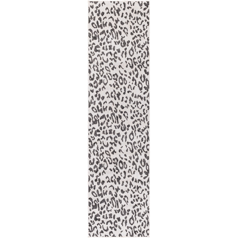 Tapis intérieur / extérieur noir / beige Gainell, Tapis de couloir 2 pi 6 po x 10 pi