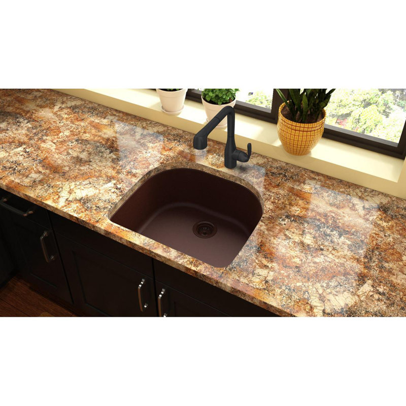 Évier de cuisine encastrable l 25 po x l 22 po Quartz Classic, Pacane