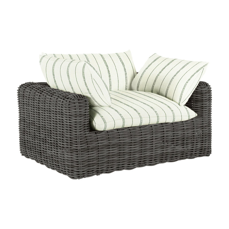 Montecito Patio Chair with Cushions, Raffia, Dove Sunbrella® Linen, No Welt