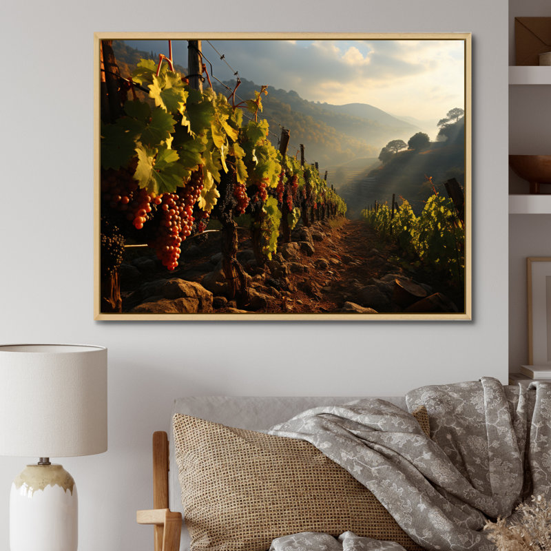 «Vineyard Misty Meadows Cellars I», reproduction sur toile, Cadre naturel flottant, H 24 po x l 32 po x P 1 po
