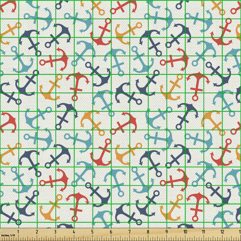 Chemeka Anchor Shape in Lines Tropics Getaway Ship Cruise Transport Repeating Tile Multi-Purpose Fabric