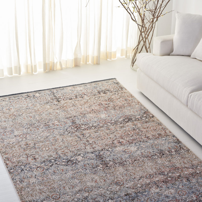 Ivory and Navy 9' x 12' Hand-Knotted Wool Blend Area Rug