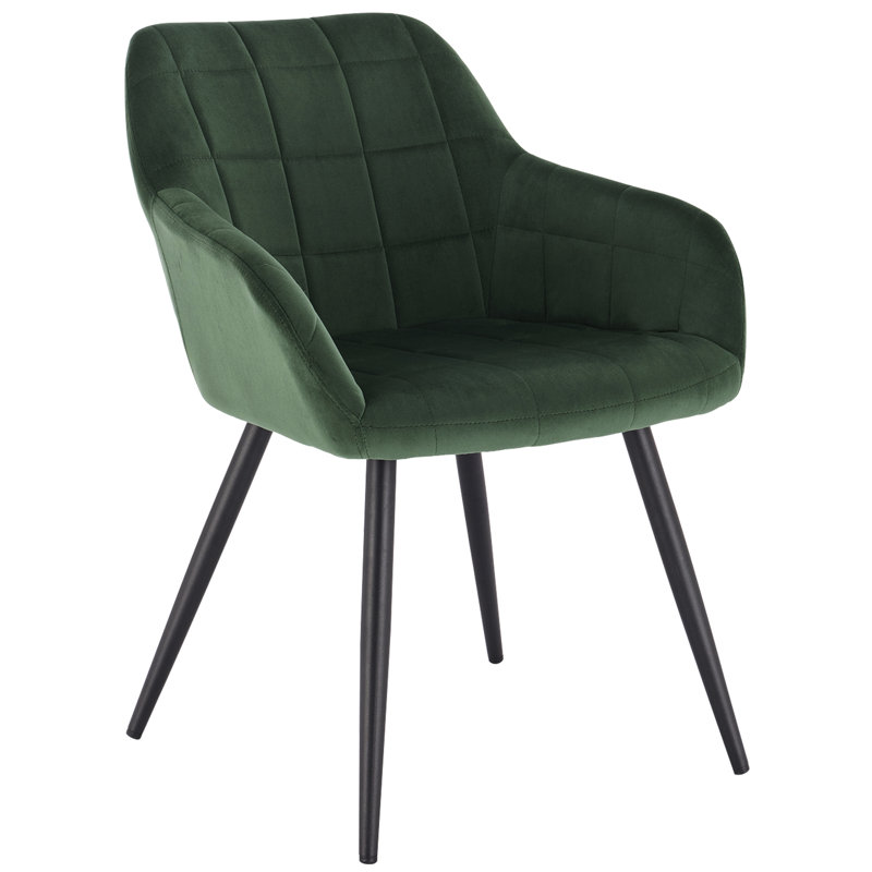 Palumbo Upholstered Dining Chair, 2, Dark green, Black