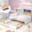 Daybed with Storage Shelves, Blackboard, Cork Board, USB Ports and Pull-Out Trundle, White-255217350