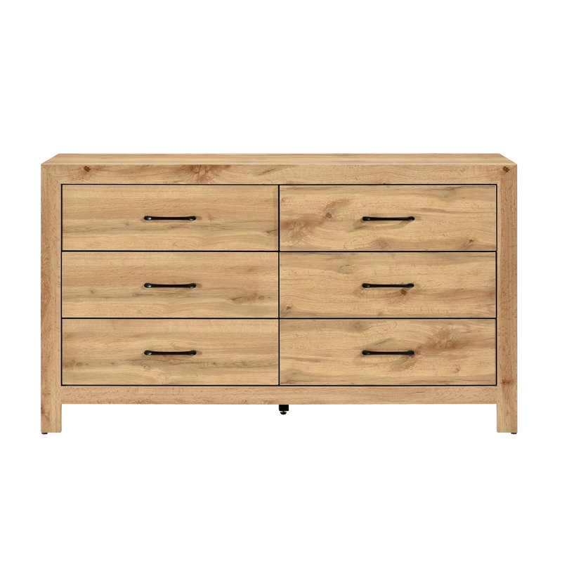 Armoire de rangement rustique en bois avec commode 6 tiroirs