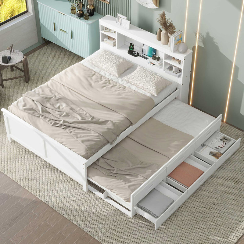 Platform Bed With Storage Headboard