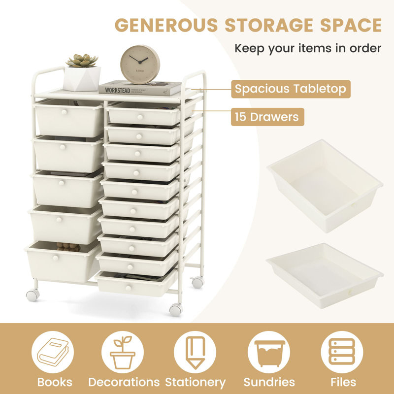 15 Drawer Storage Drawer, White