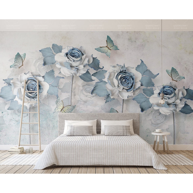 Murale à peindre L 6,25 pi x l 112 po Soft Flower Butterfly, L 6,25 pi x l 9,33 pi