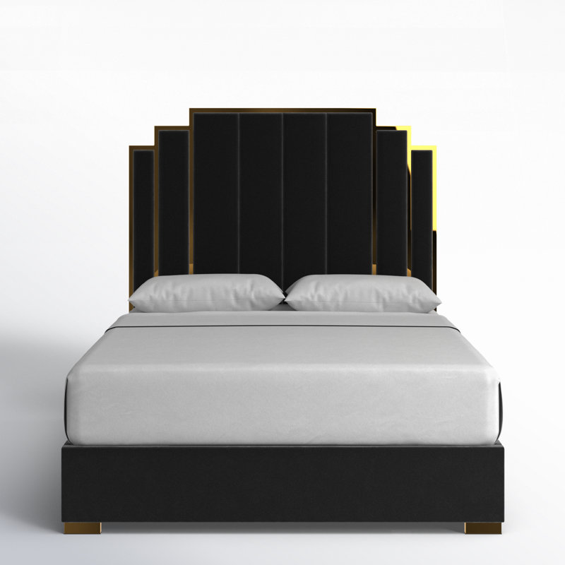 Duncanville Upholstered Queen Platform Bed, Black, Black, Queen