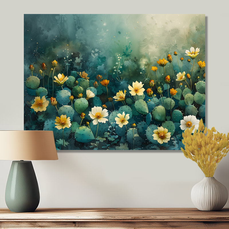 Décoration murale verte cactus jardin vert désertique Cactus I, Métal métal, H 24 po x l 32 po x P 1 po