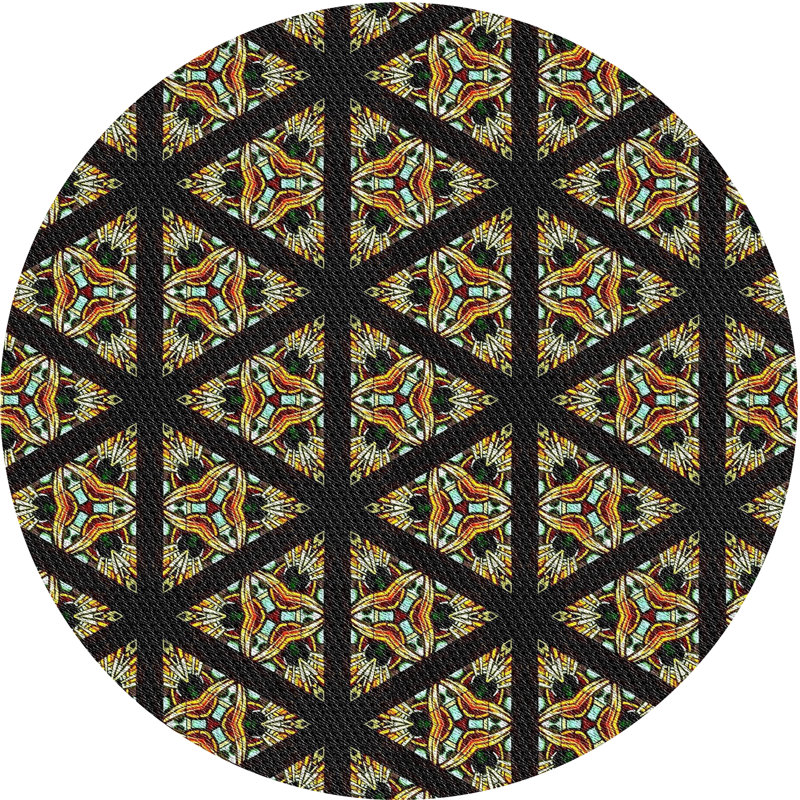 Tapis tissé à la machine noir, Rond 6 pi