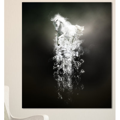 « fantastique white cheval running », impression sur toile tendue