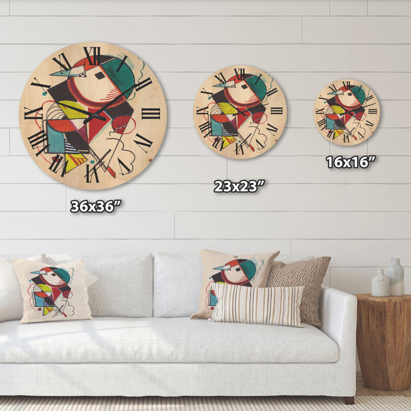 Horloge murale colorée à motif géométrique abstrait Compositions II, Grand