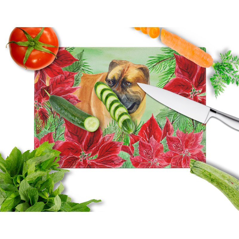 Caroline's Treasures Tempered Glass Poinsettias Cutting Board, Boerboel Mastiff