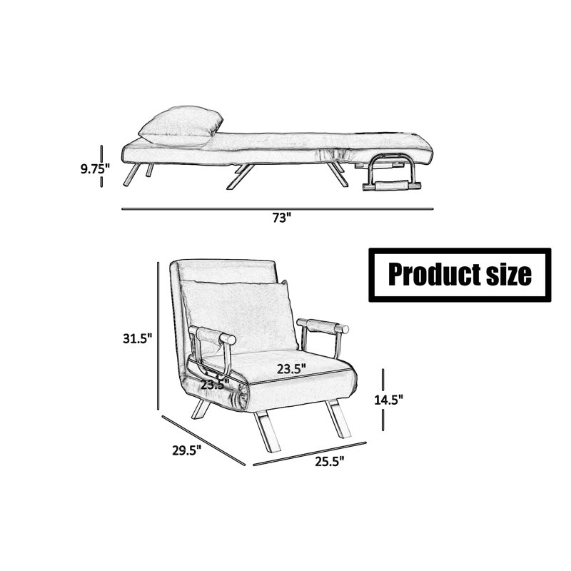 Fauteuil convertible de 25,5 po Machela