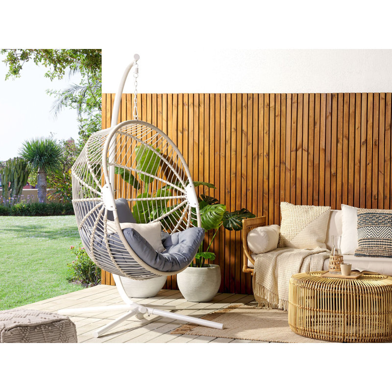 Hotevilla-Bacavi Porch Swing with Canopy, White, Blue