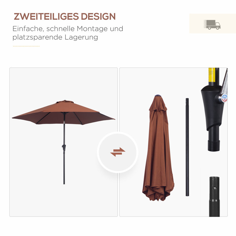 2.7cm Tilt Market Parasol, Brown