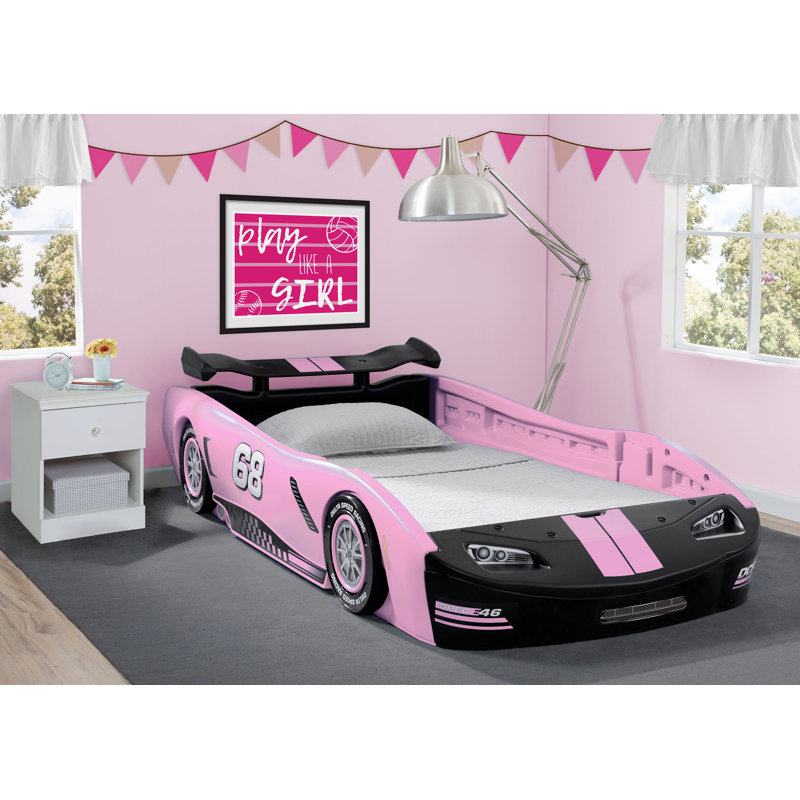Lit simple voiture de course Delta, rose, Rose
