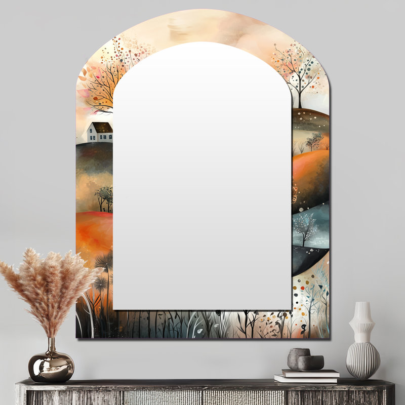 Earth Tones Minimalisme Explosion Landscape II - Miroir mural orange moderne, 43 po x 33 po