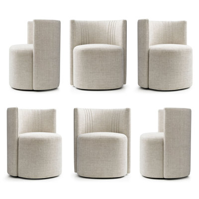 Chaises de salle à manger rembourrées avec roulettes cachées Modern Barrel