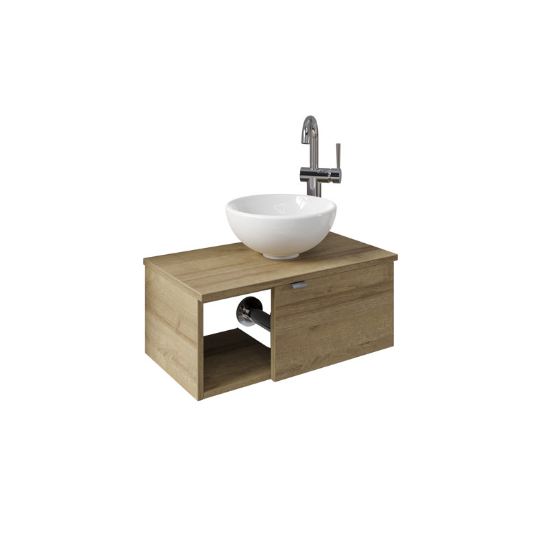Bathroom Furniture Suite, Right Hand, Medium Wood