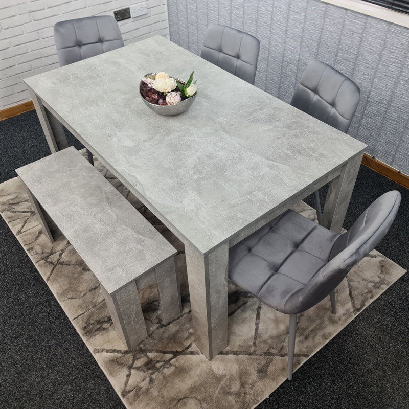 Pinkley 6 - Person Dining Set, Grey, 75cm H x 117cm W x 77cm D