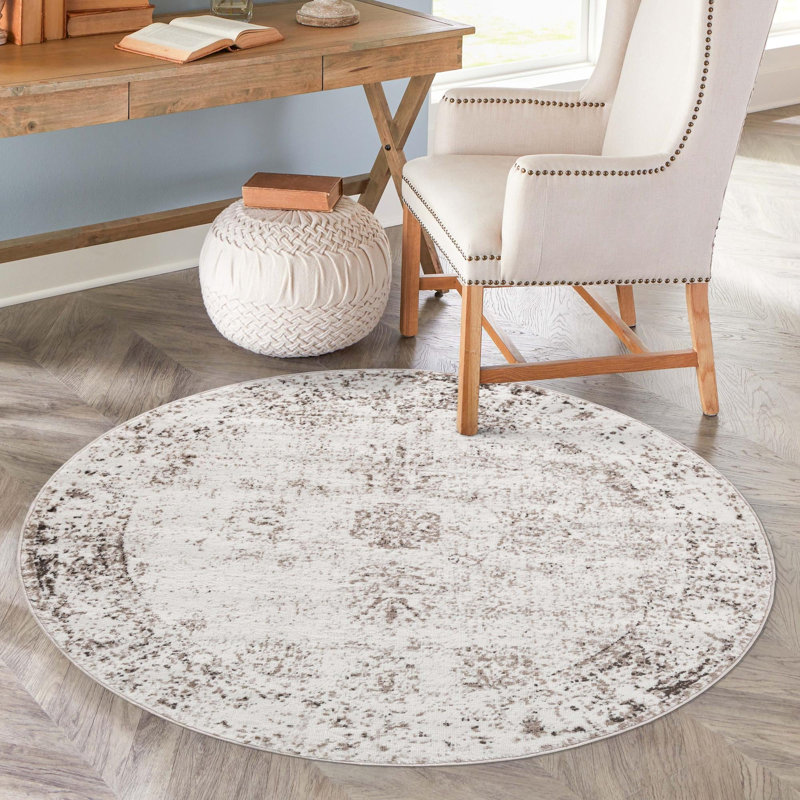Floral Indoor Rug, Round 7'