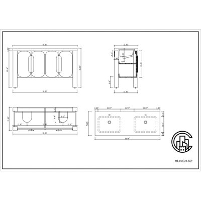 60" Oak Double Bathroom Vanity
