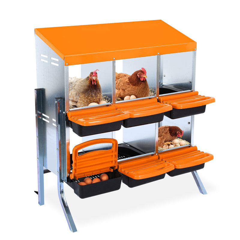 Boîte de nidification pour poulets Box 6 poules pondeuses avec support, plateau pour la collecte des œufs, grands trous pour la ventilation, convient aux poulets et aux canards