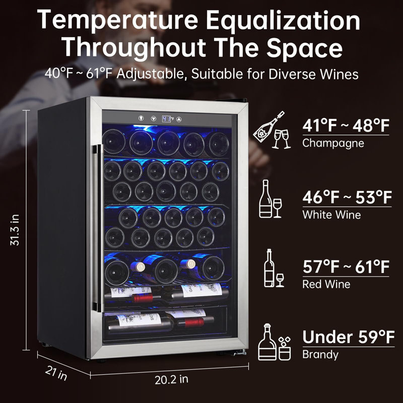 Babevy Single Zone 21'' Freestanding 36 Bottle Wine Refrigerator