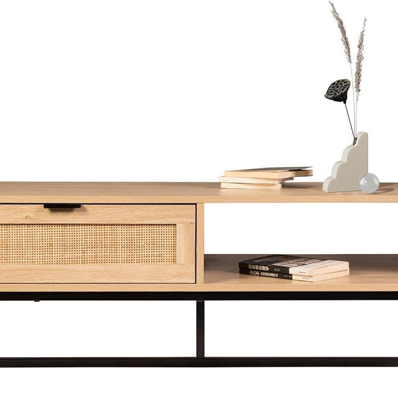 Cove Coastal Modern TV Stand With Storage Cubby And Drawer